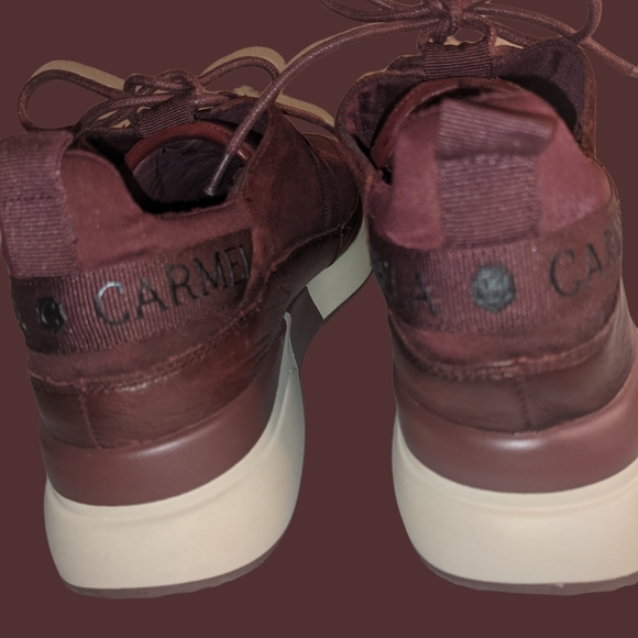 CARMELA Burgundy Leather Wedge Laced Trainer Size:9/ 40 M - Picture 9 of 11